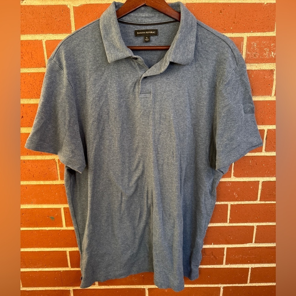 Banana Republic Polo Shirt Heather Blue Men’s XL Short Sleeve